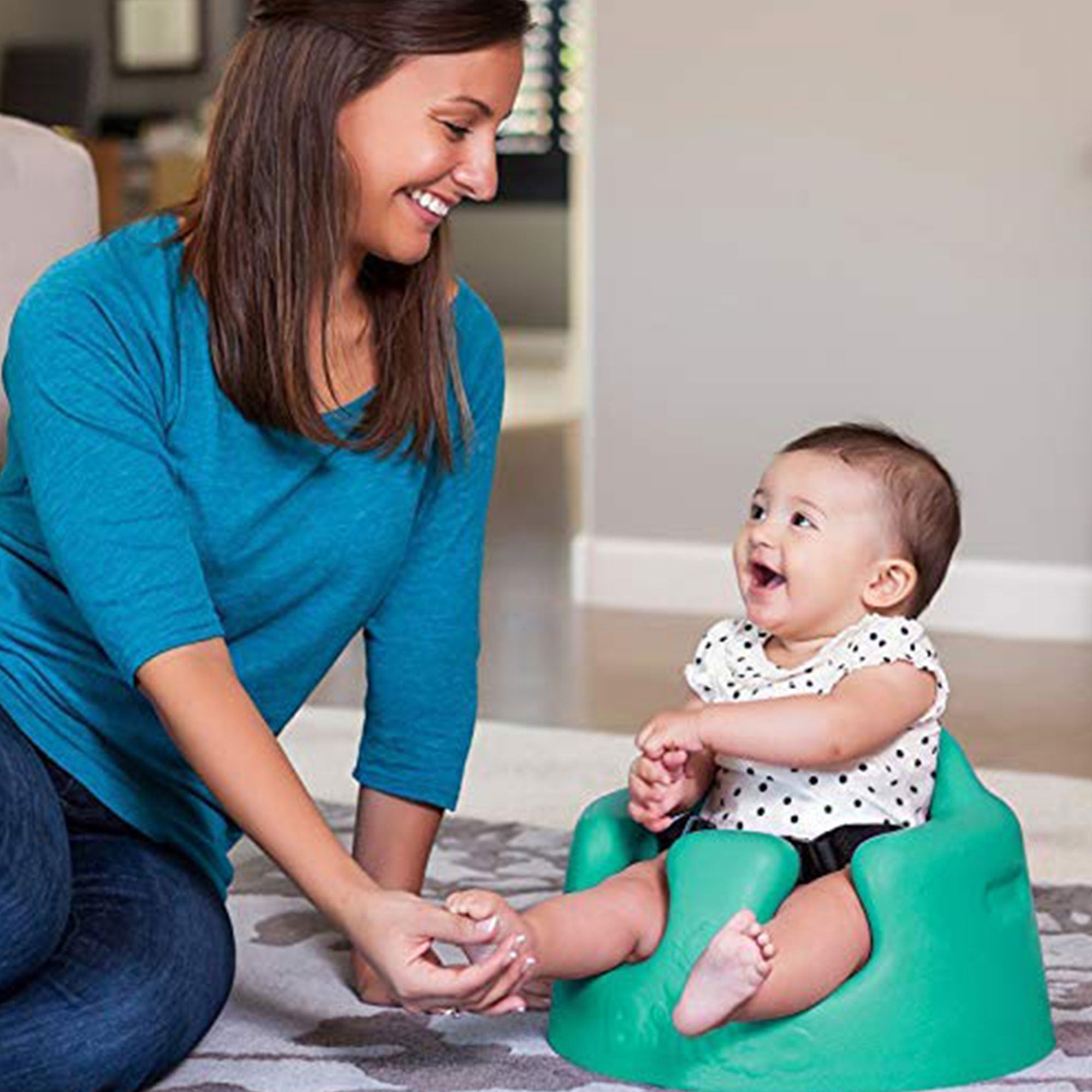 Bumbo Baby Soft Foam Wide Floor Seat w/3 Point Adjustable Harness, Aqua (2 Pack) - VMInnovations