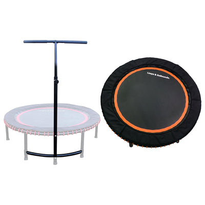 LEAPS & REBOUNDS 40" Adjustable Stability Bar w/ 40" Fitness Trampoline, Orange - VMInnovations