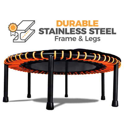 LEAPS & REBOUNDS 40" Adjustable Stability Bar w/ 40" Fitness Trampoline, Orange - VMInnovations