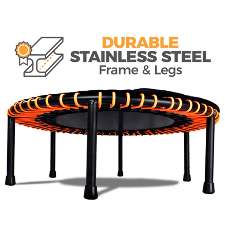 LEAPS & REBOUNDS 40" Adjustable Stability Bar w/ 40" Fitness Trampoline, Orange - VMInnovations