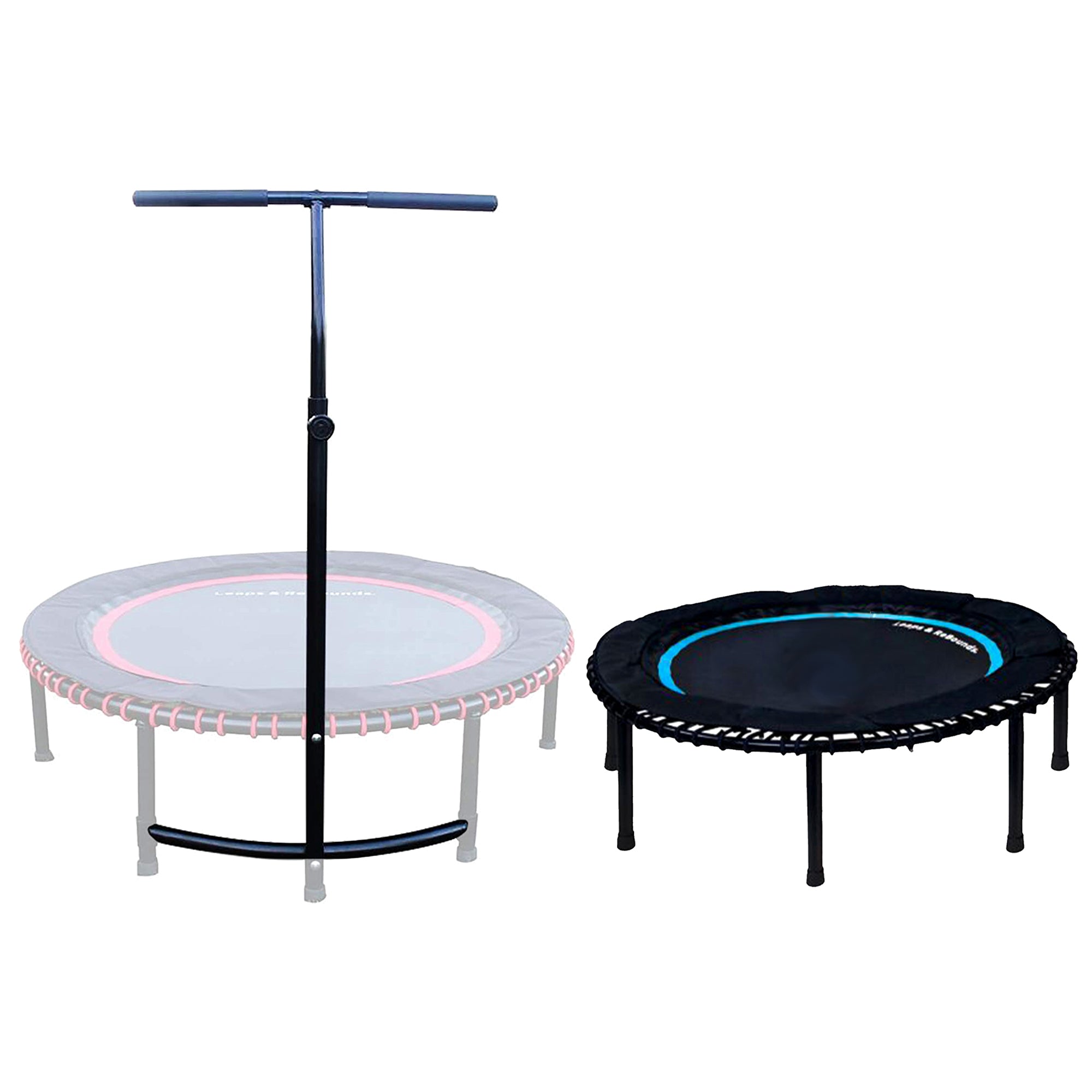 LEAPS & REBOUNDS 40" Adjustable Stability Bar with 40" Fitness Trampoline, Blue