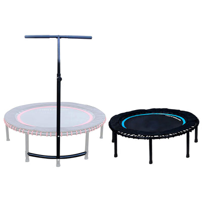 LEAPS & REBOUNDS 40" Adjustable Stability Bar with 40" Fitness Trampoline, Blue
