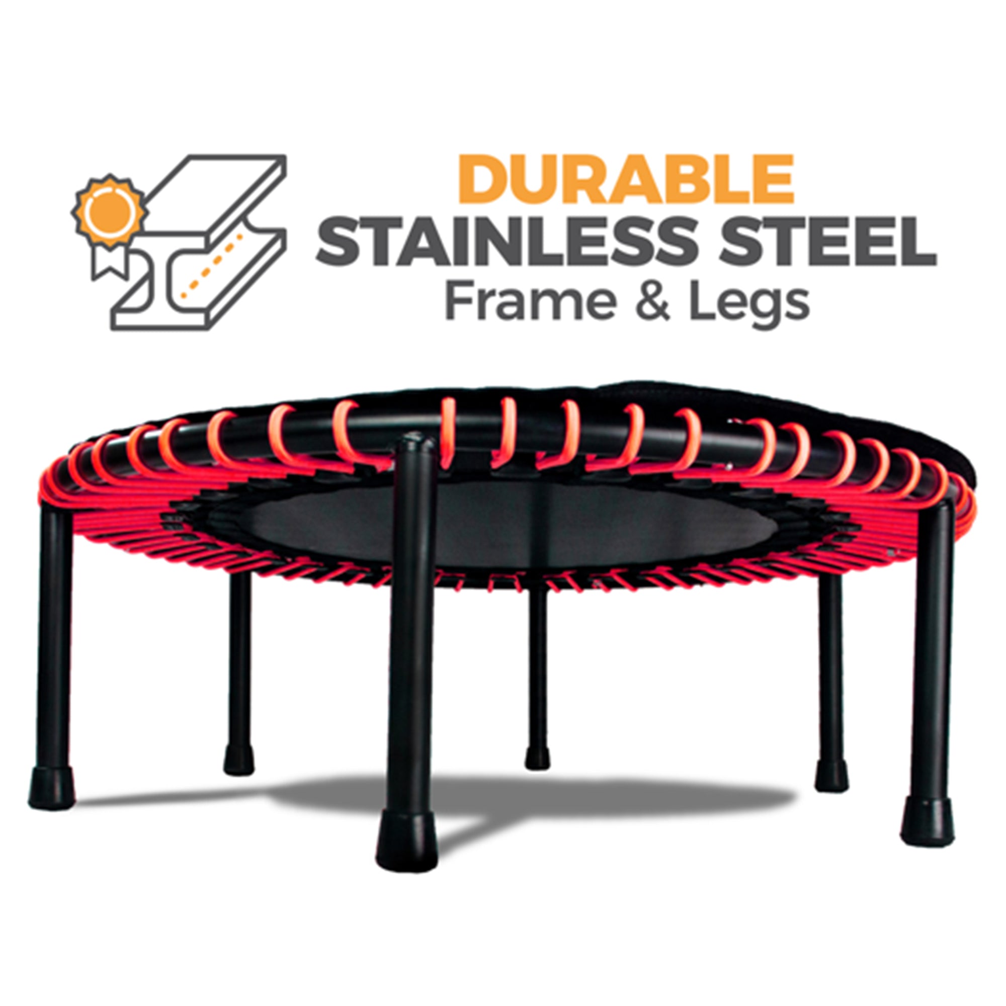 LEAPS & REBOUNDS 40" Adjustable Stability Bar with 40" Fitness Trampoline, Red - VMInnovations