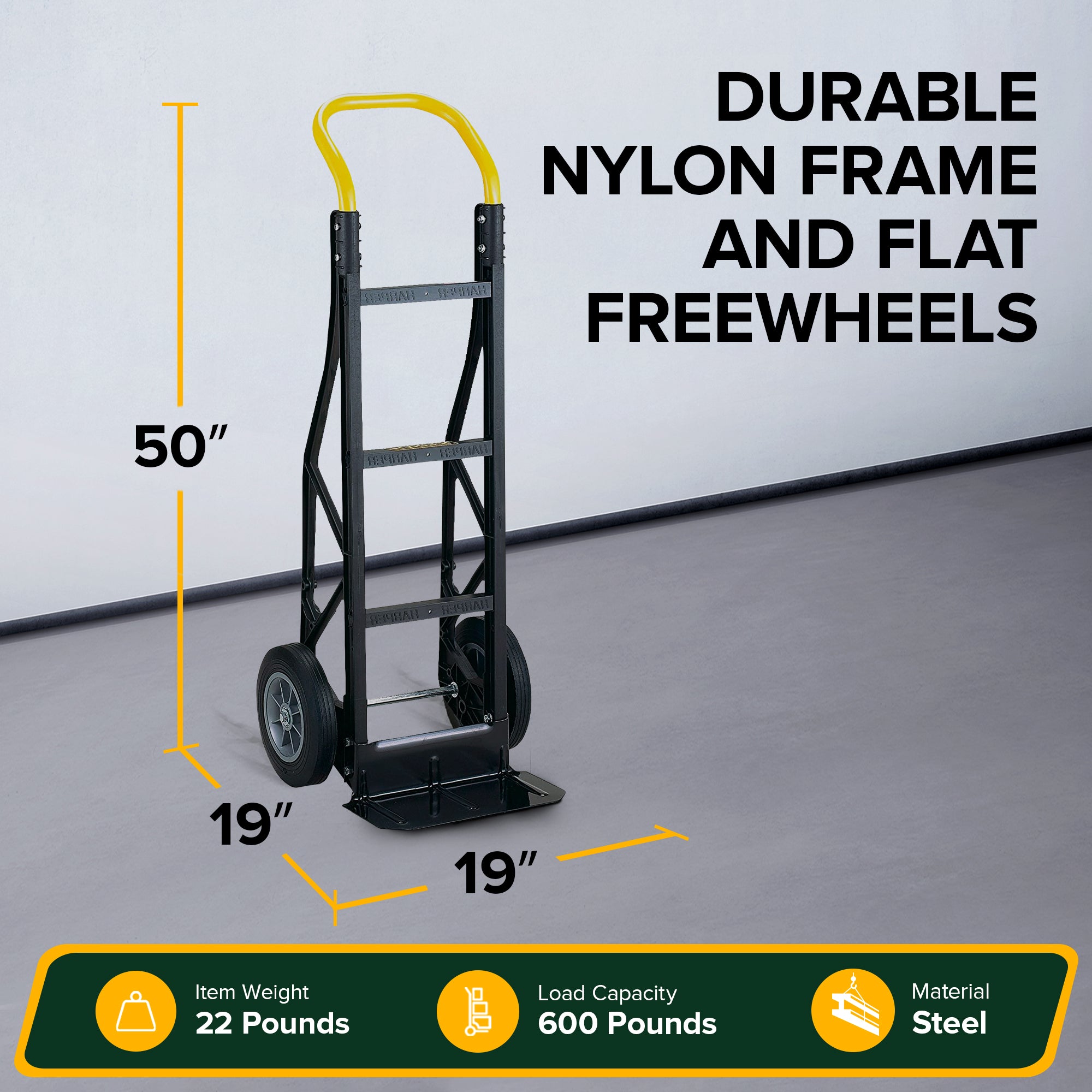 Harper Trucks Flat Free 600lb Capacity Heavy-Duty Nylon Hand Dolly Cart (Used) - VMInnovations