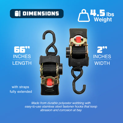 Camco 50030 Retractable Tie Down Bolt On Straps, 2" x 5.5' (2 Straps) (Open Box)