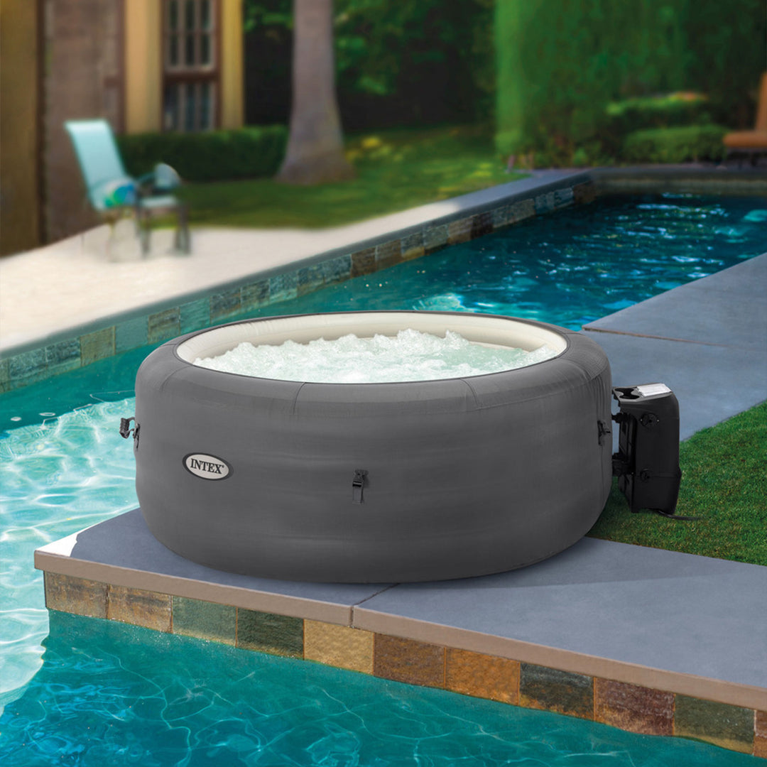 Intex SimpleSpa Bubble Massage 4 Person Inflatable Hot Tub with Insulated Cover