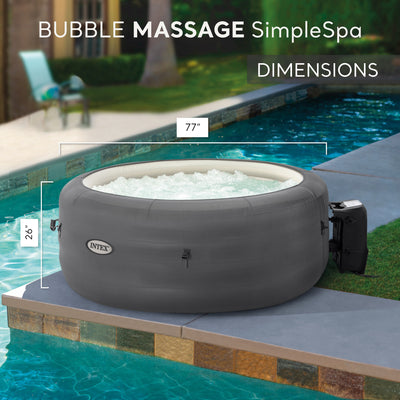 Intex SimpleSpa Bubble Massage 4 Person Inflatable Hot Tub with Insulated Cover