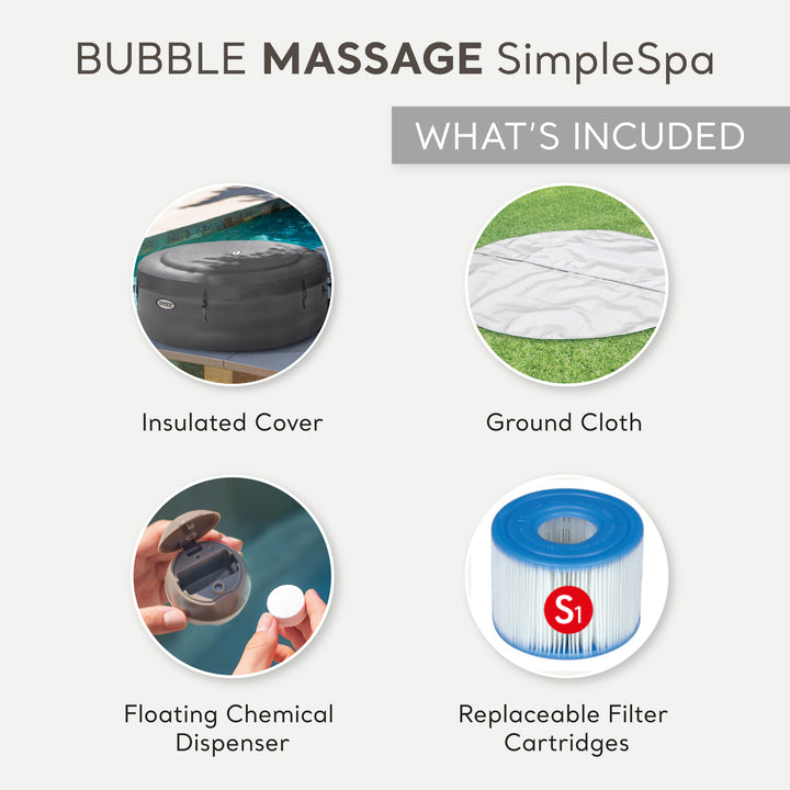 Intex SimpleSpa Bubble Massage 4 Person Inflatable Hot Tub w/ Cover (Open Box)