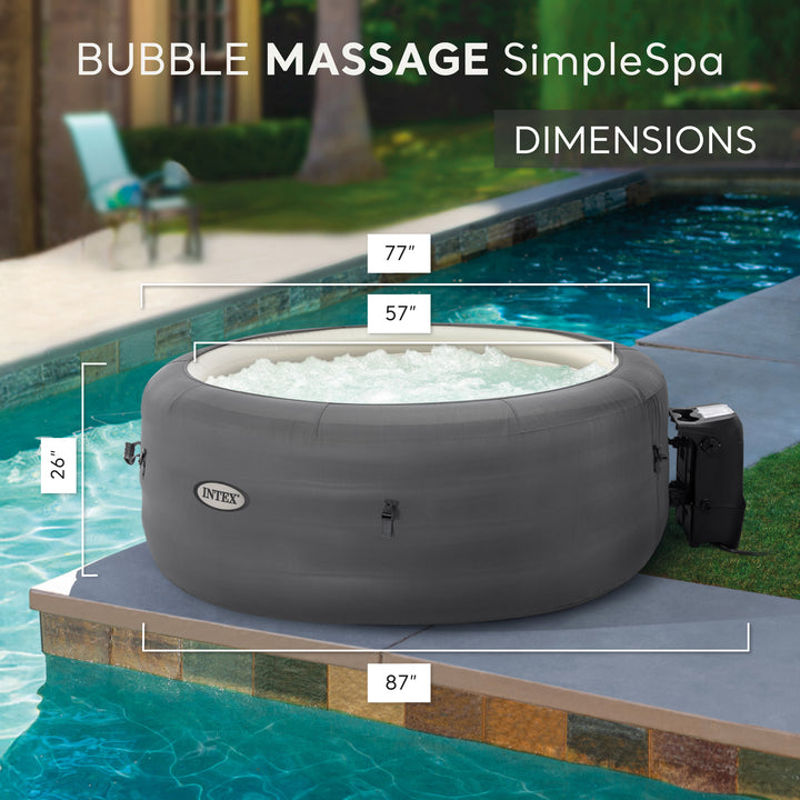 Intex SimpleSpa Bubble Massage 4 Person Inflatable Hot Tub w/ Cover (For Parts)