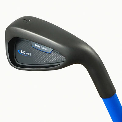 Lag Shot 7 Iron Golf Club Swing Trainer Stick for Right Handed Men, Black/Blue - VMInnovations