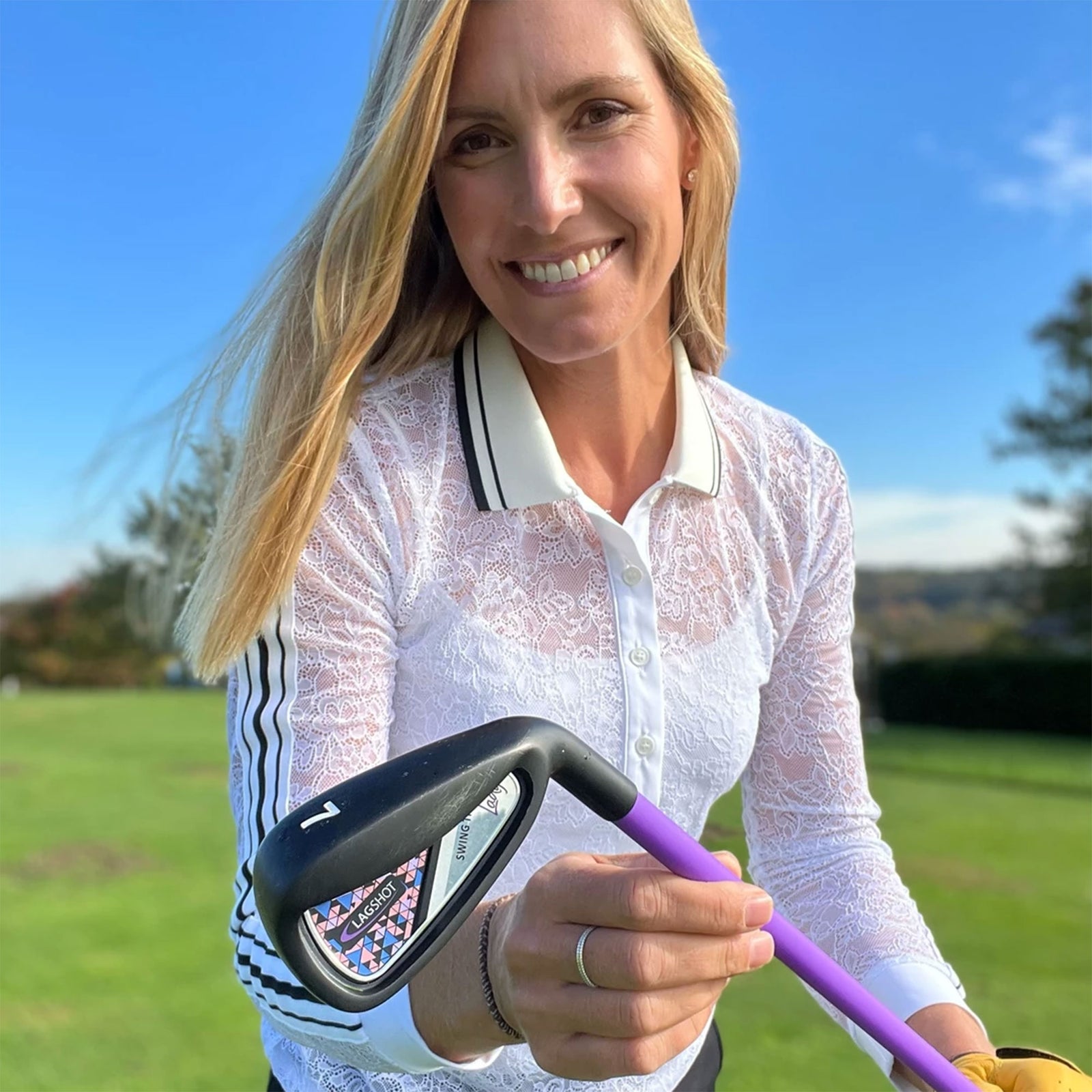 Lag Shot 7 Iron Golf Swing Trainer Club for Right Handed Women, Purple(Open Box) - VMInnovations