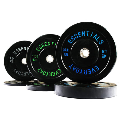 BalanceFrom Fitness 160 lb Olympic Bumper Weight Plate Set with 7' 45 lb Barbell - VMInnovations