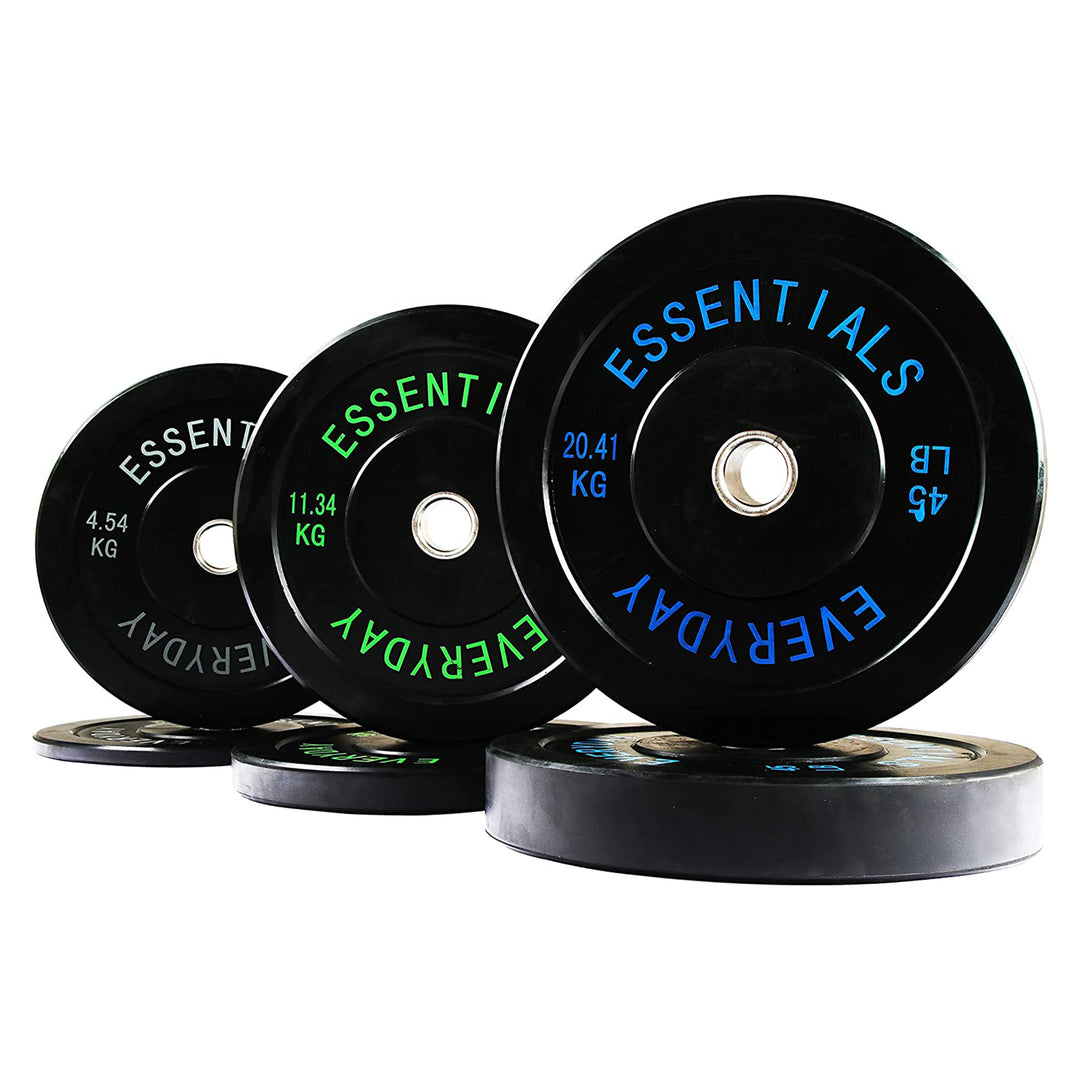 BalanceFrom 160lb Olympic Bumper Weight Set with 7' 45 lb Barbell (Open Box)