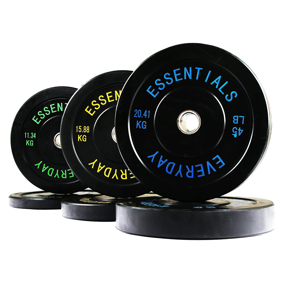 BalanceFrom Fitness 210 Pound Set Bumper Weight Plate with Steel Hub, Black