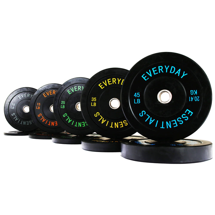 BalanceFrom Fitness 260 Pound Olympic Bumper Strength Training Weight Plate Set - VMInnovations