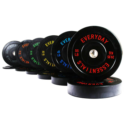 BalanceFrom 370 Pound Set of Fitness Black Olympic Bumper Weight Plate, Black - VMInnovations