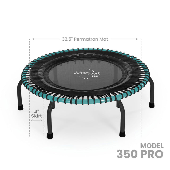 JumpSport 350 Pro Fitness 39 Inch Cardio Workout Indoor Trampoline, Teal/Black