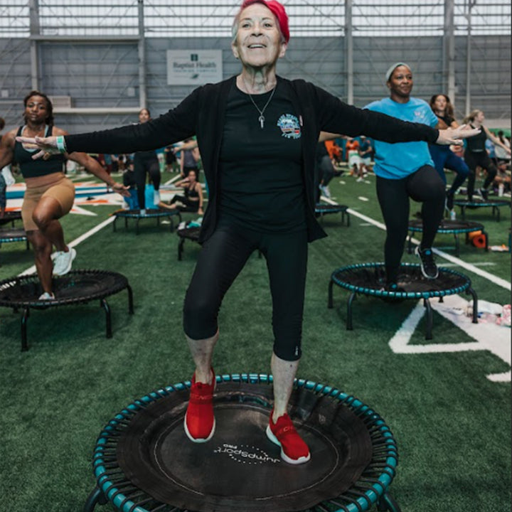 JumpSport 350 Pro Fitness 39" Workout Indoor Trampoline, Teal/Black (Open Box) - VMInnovations