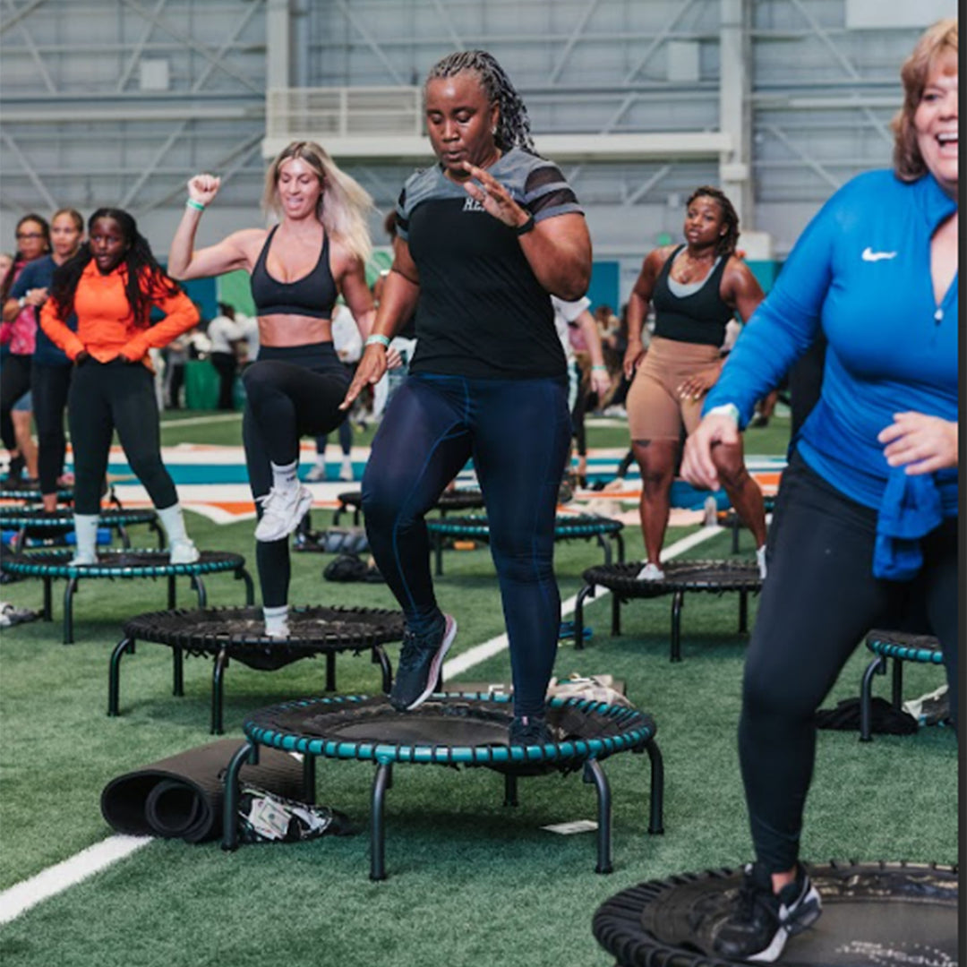 JumpSport 350 Pro Fitness 39" Workout Indoor Trampoline, Teal/Black (Open Box) - VMInnovations