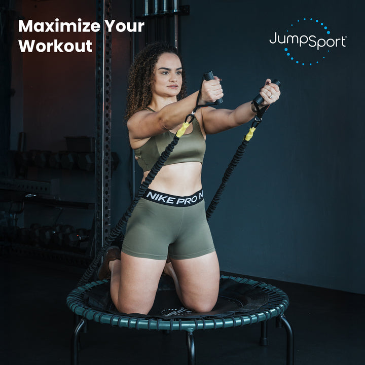 JumpSport 350 Pro Fitness 39 Inch Cardio Workout Indoor Trampoline, Teal/Black