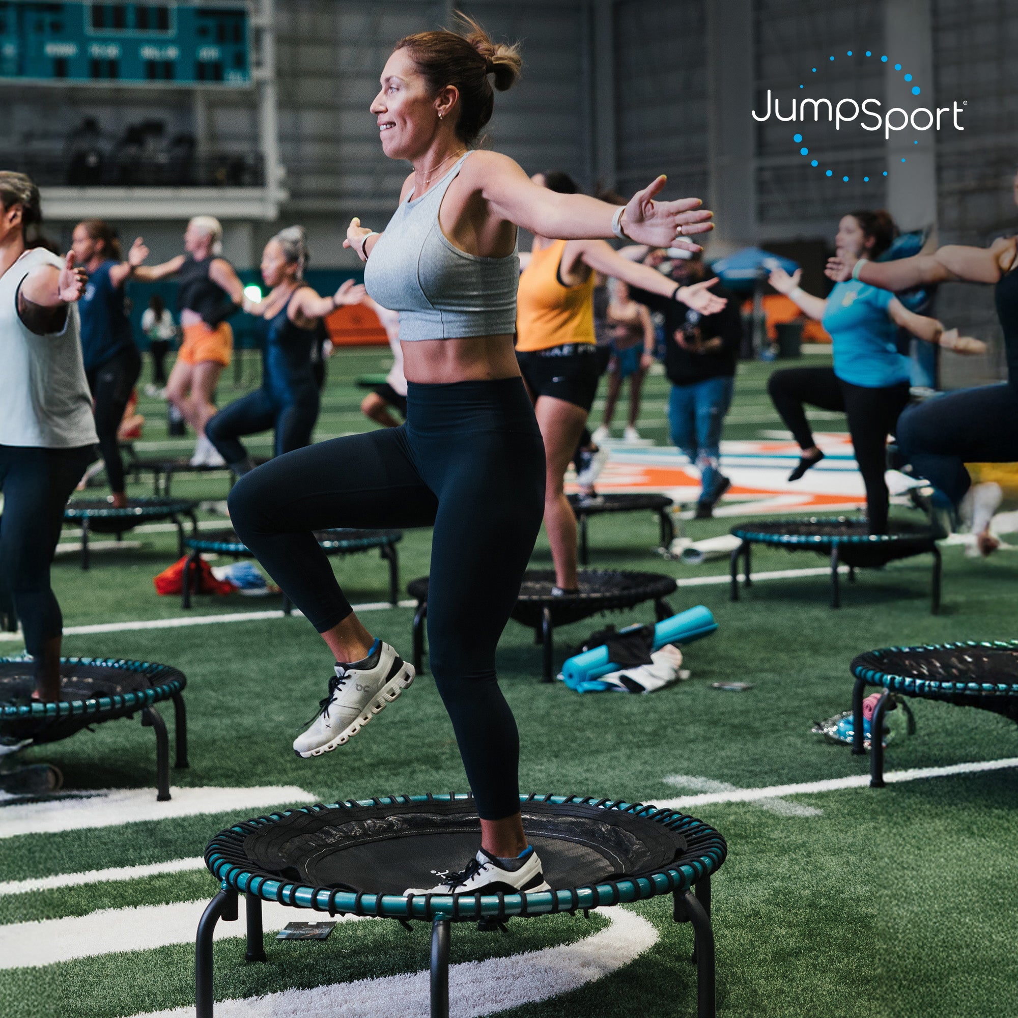JumpSport 350 Pro Fitness 39' Cardio Workout Trampoline, Teal/Black (For Parts)