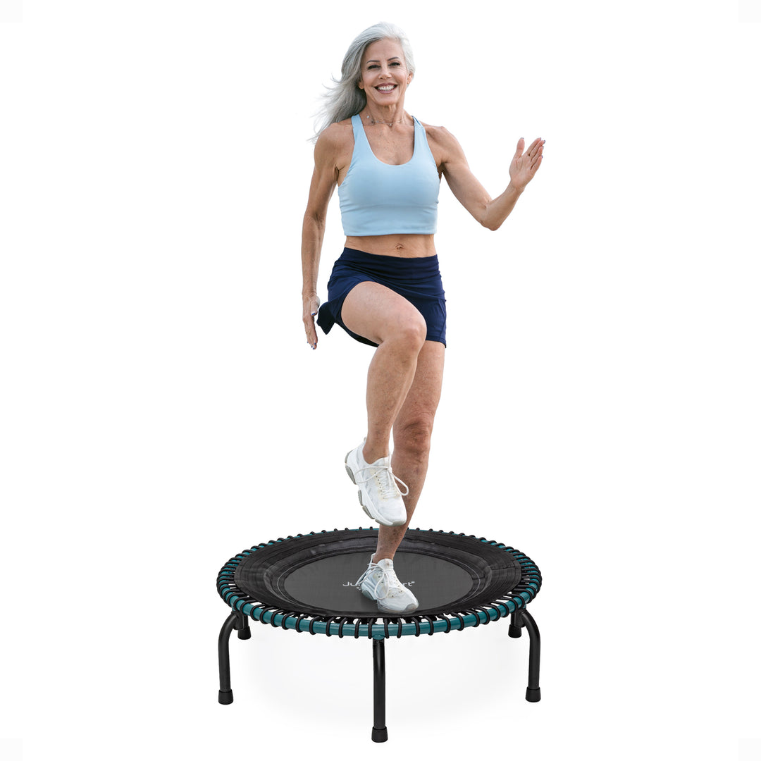 JumpSport 350 Pro Fitness 39 Inch Cardio Workout Indoor Trampoline, Teal/Black