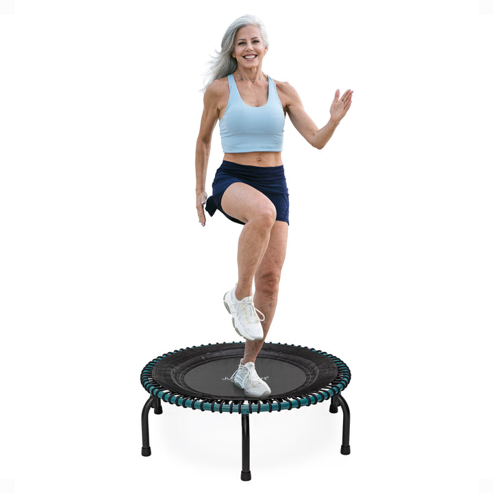 JumpSport 350 Pro Fitness 39 Inch Cardio Workout Indoor Trampoline, Teal/Black