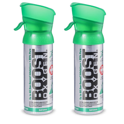Boost Oxygen 3 Liter Pocket Canned Oxygen Bottles w/Mouthpiece, Natural (2 Pack)