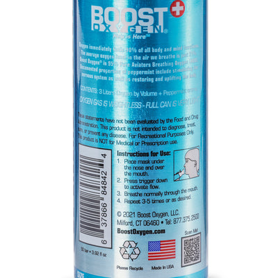 Boost Oxygen 3 L Pocket Sized Canned Oxygen with Mouthpiece, Peppermint (2 Pack)