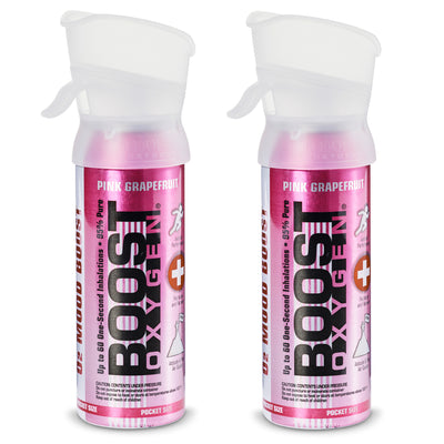Boost Oxygen 3 Liter Oxygen Bottles with Mouthpiece, Pink Grapefruit (2 Pack)