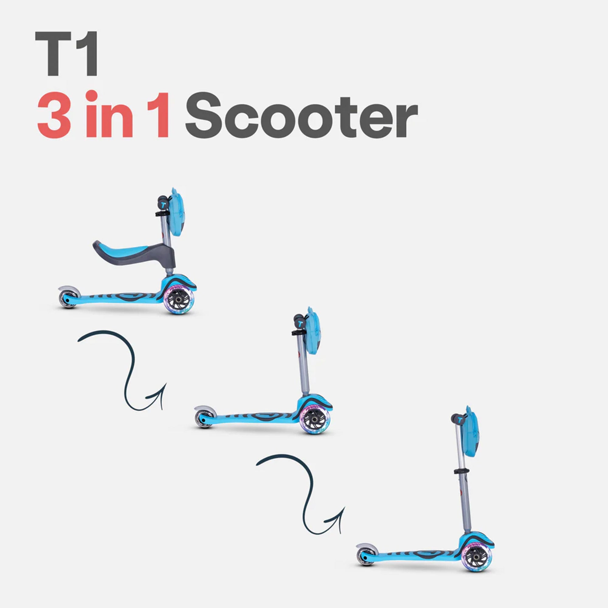 smarTrike Adjustable 3-n-1 Kids Scooter w/LED Wheels & Storage Bag, Blue (Used) - VMInnovations