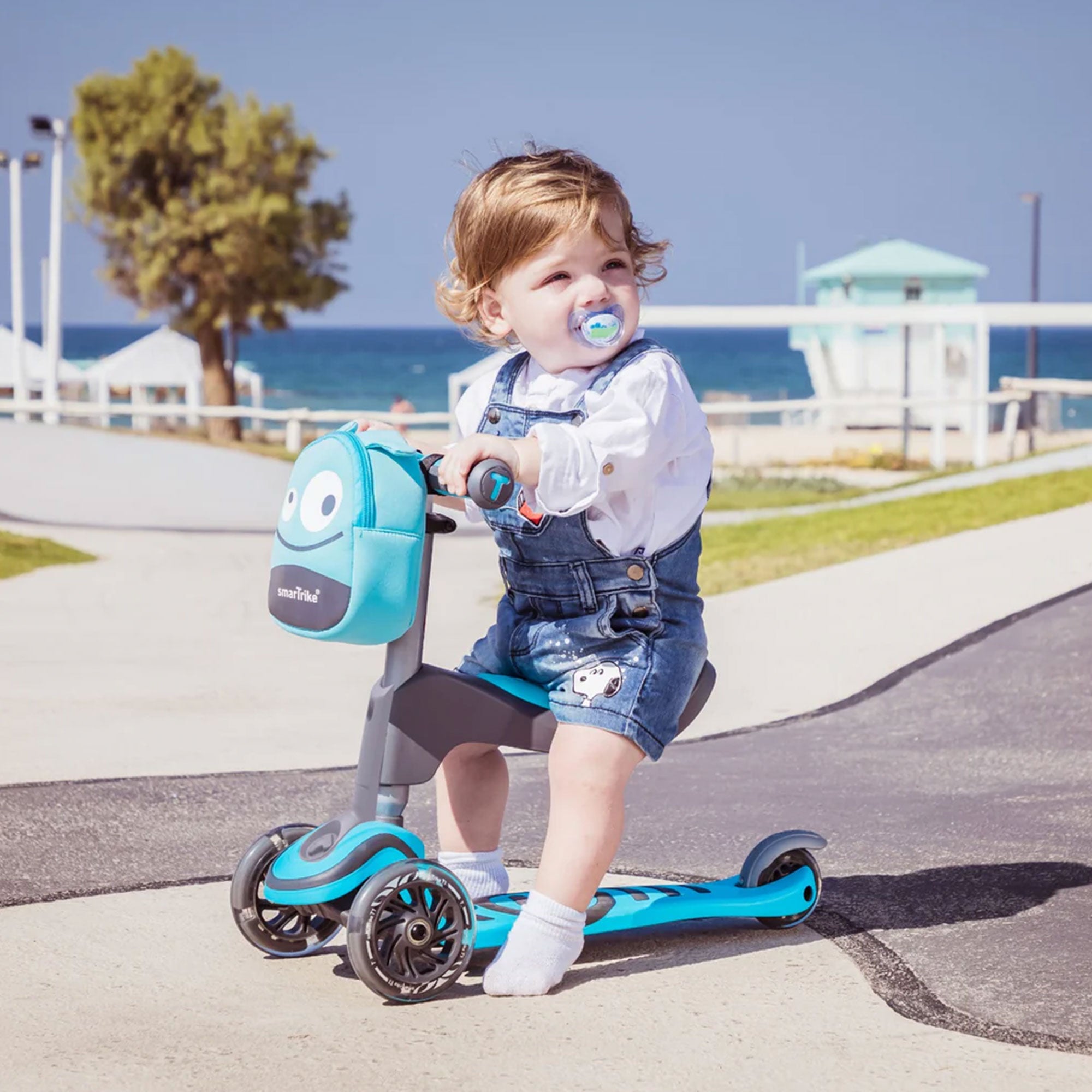 smarTrike Adjustable 3-n-1 Kids Scooter w/LED Wheels & Storage Bag, Blue (Used) - VMInnovations