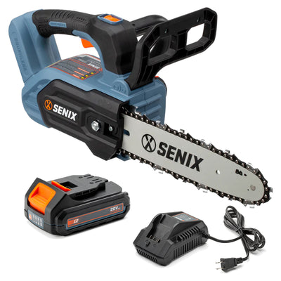 SENIX 10" 20V Cordless Brushless Top Handle Chain Saw with Battery and Charger