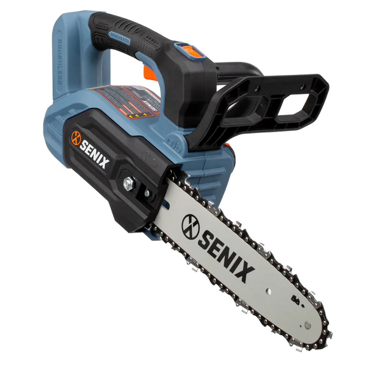 SENIX 10" 20V Cordless Brushless Top Handle Chain Saw with Battery and Charger
