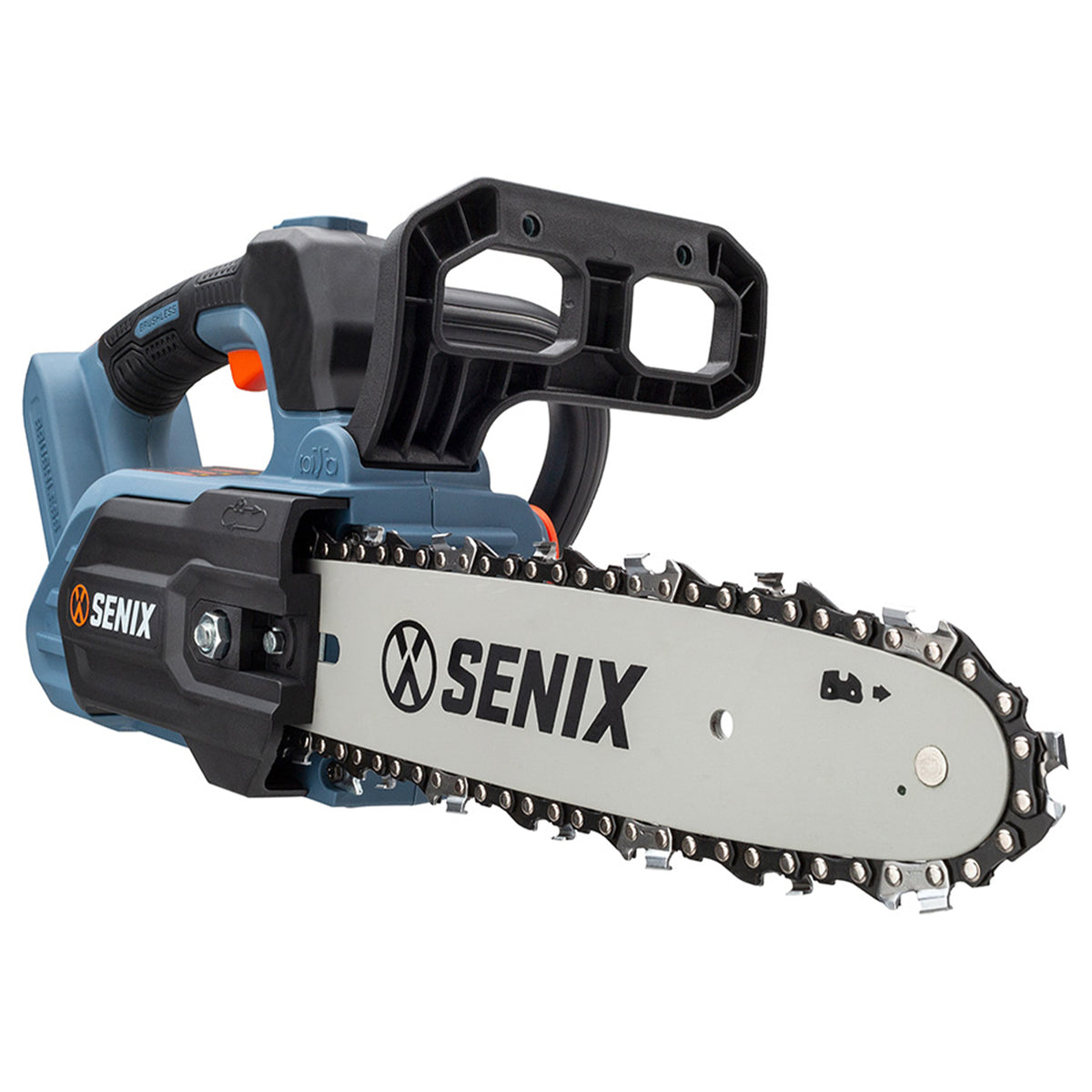 SENIX 10" 20V Cordless Brushless Top Handle Chain Saw with Battery and Charger