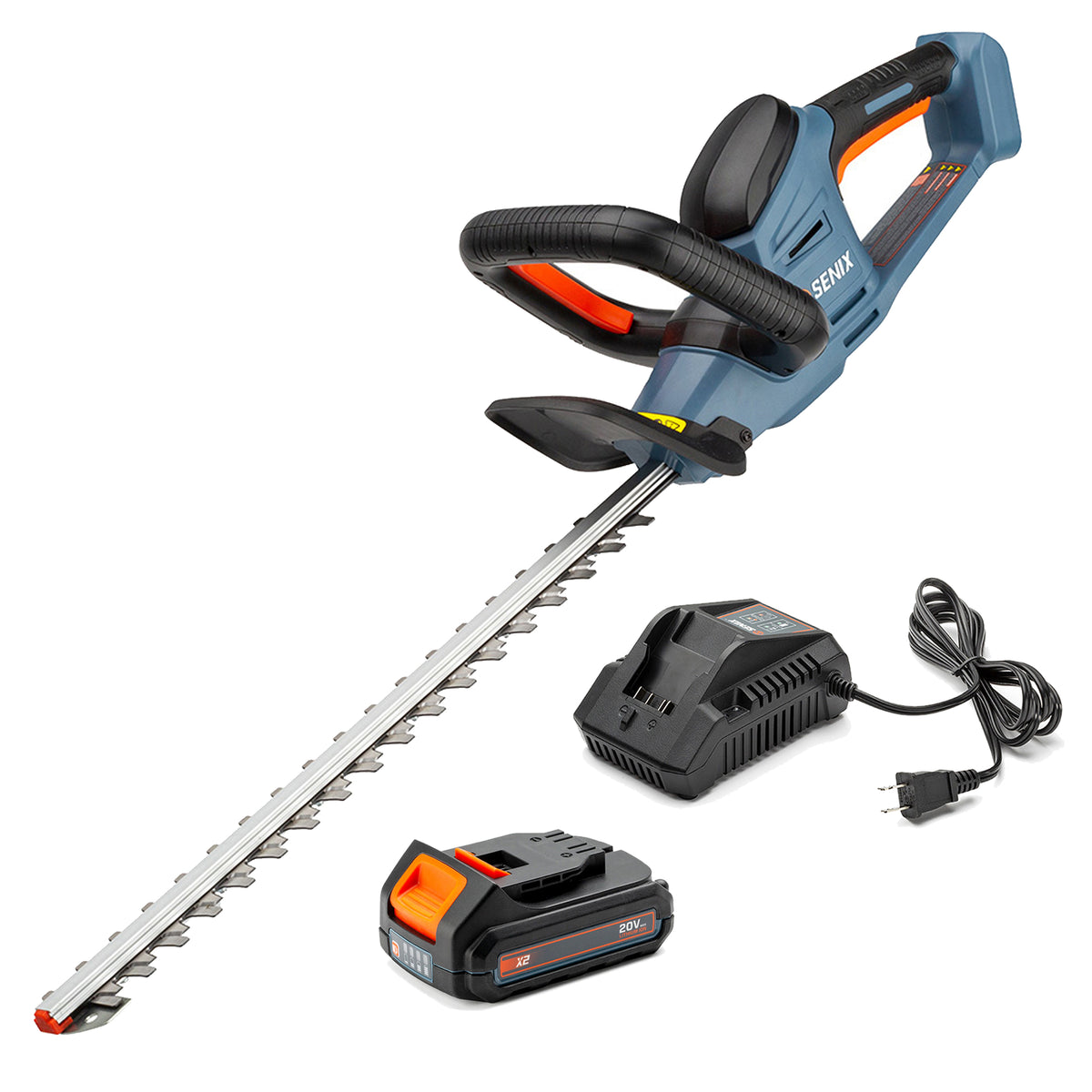 SENIX 18" 20V Max Cordless Brushless Hedge Trimmer with Battery Pack and Charger