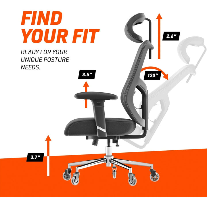 Truweo Adjustable Ergonomic Office Chair w/ Swivel Rollerblade Wheels, Black - VMInnovations
