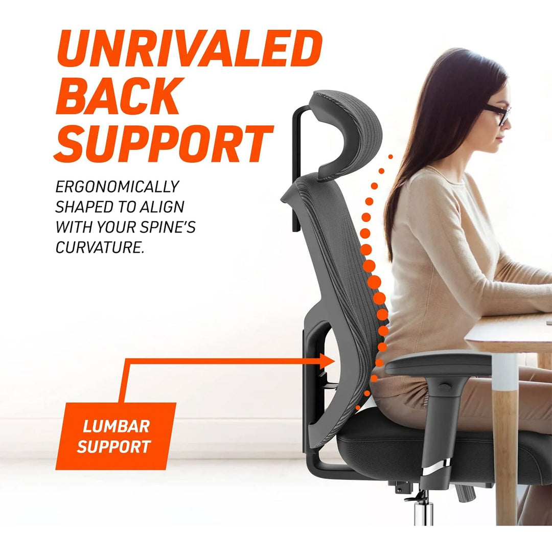 Truweo Adjustable Ergonomic Office Chair w/ Swivel Rollerblade Wheels, Black - VMInnovations