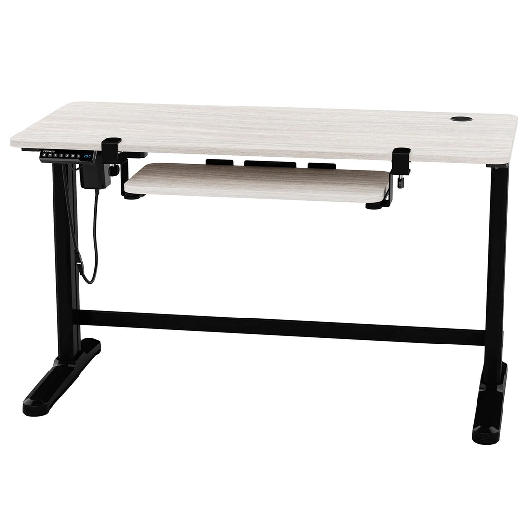 Adjustable Electric Standing Desk Tabletop w/Sliding Tray, Gray (Open Box)