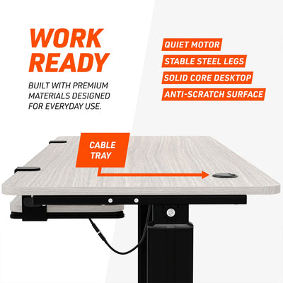 Truweo Adjustable Electric Standing Desk Tabletop w/Sliding Keyboard Tray, Gray - VMInnovations