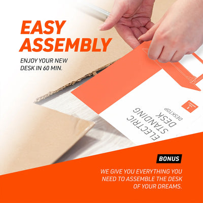 Adjustable Electric Standing Desk Tabletop w/Sliding Tray, Gray (Open Box) - VMInnovations