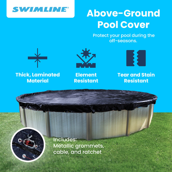 Swimline Winter Round Above Ground Swimming Pool Protective Cover 18' Two - VMInnovations
