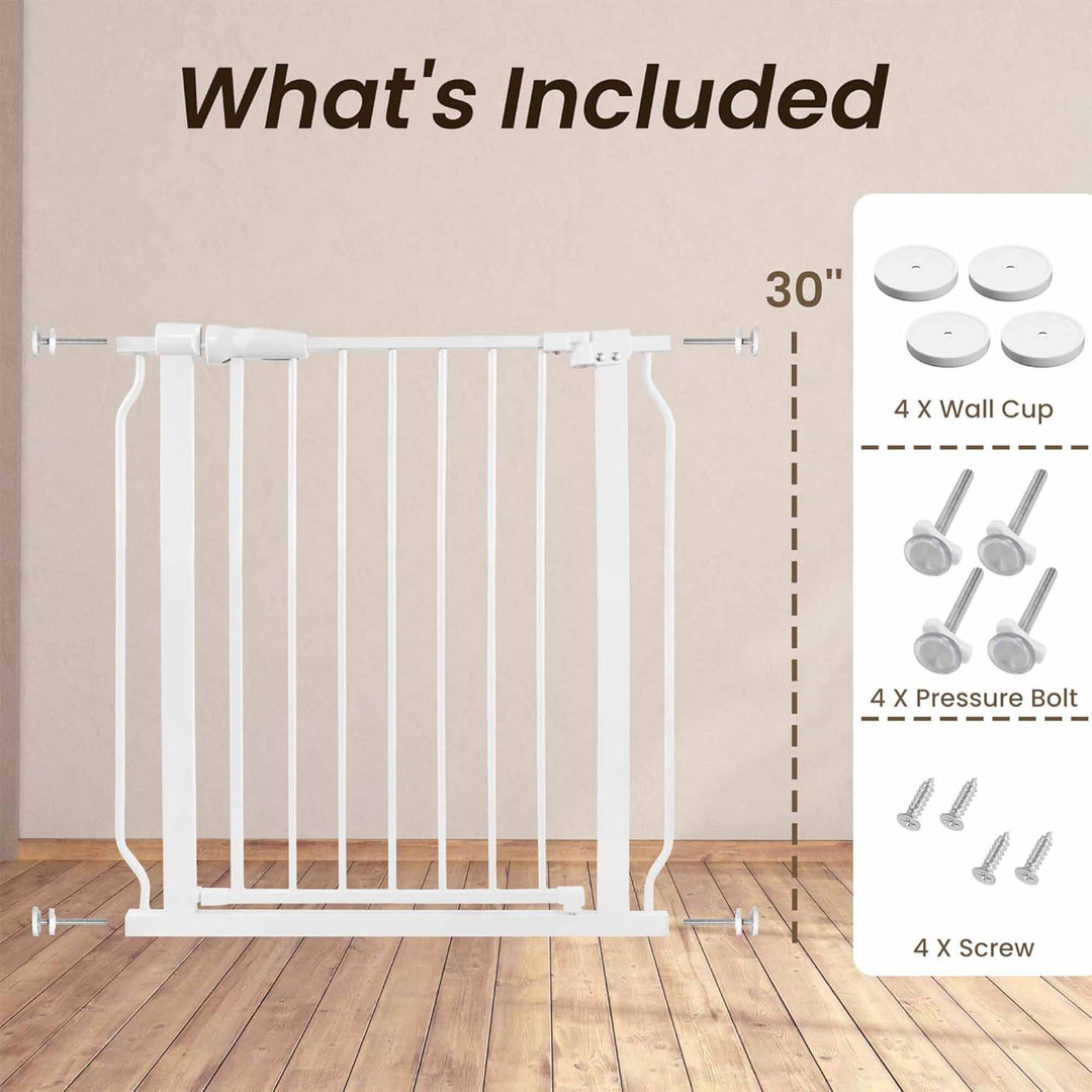 BalanceFrom Walk-Thru Safety Gate for Baby and Pets, 29.1-33.8"W, 30"H, White