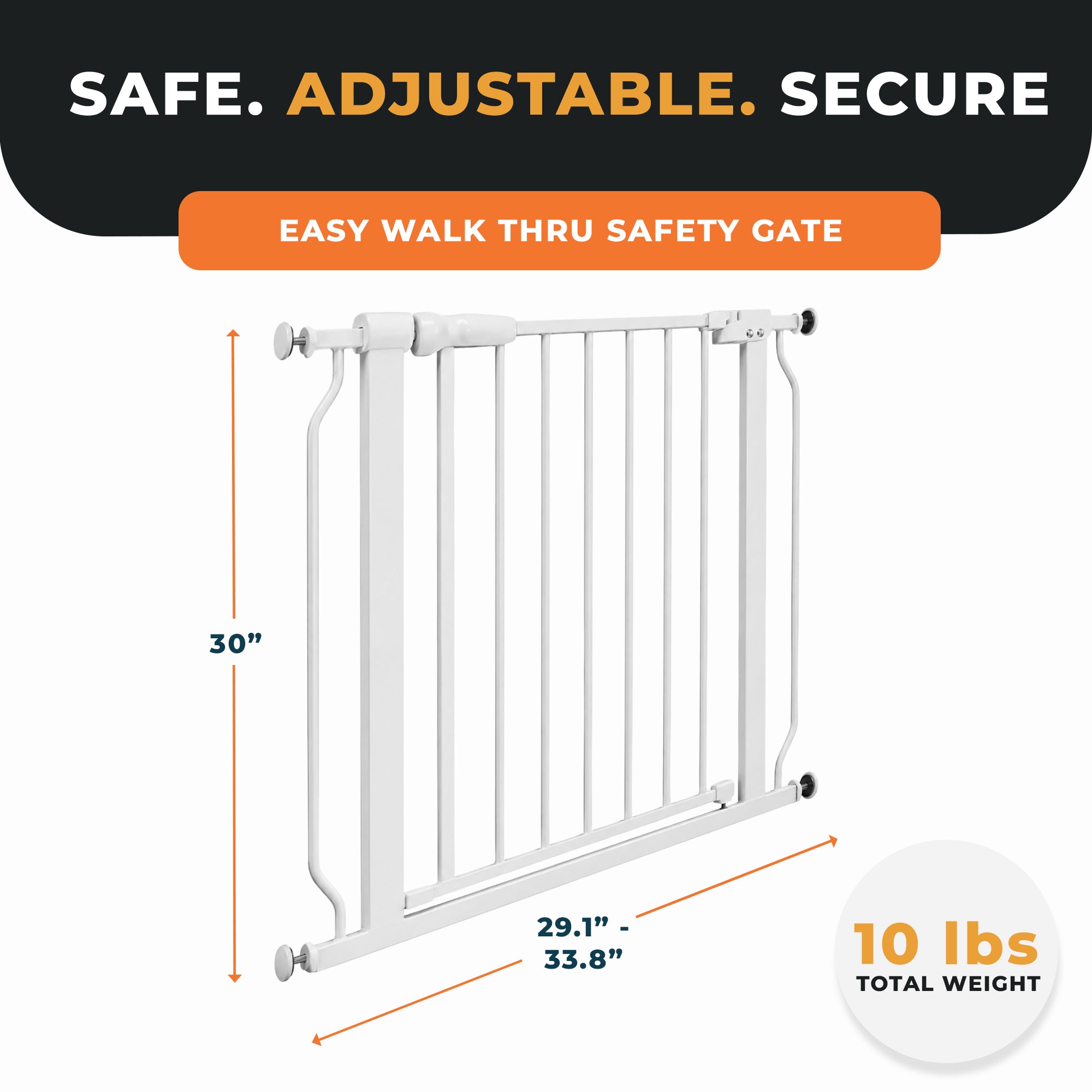 BalanceFrom Walk-Thru Safety Gate for Baby, 29.1-33.8"W, 30"H, White (Used)