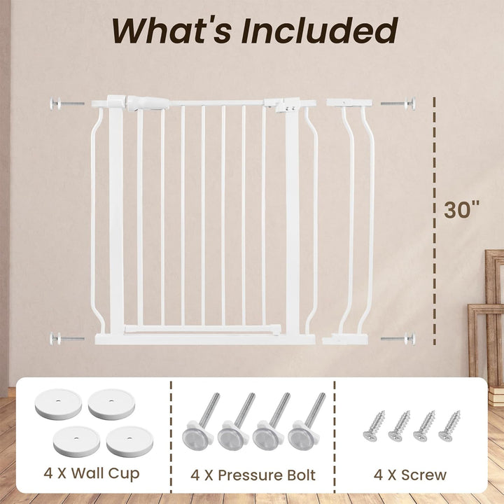 BalanceFrom Walk-Thru Safety Gate for Baby and Pets, 29.1-38.5"W, 30"H, White