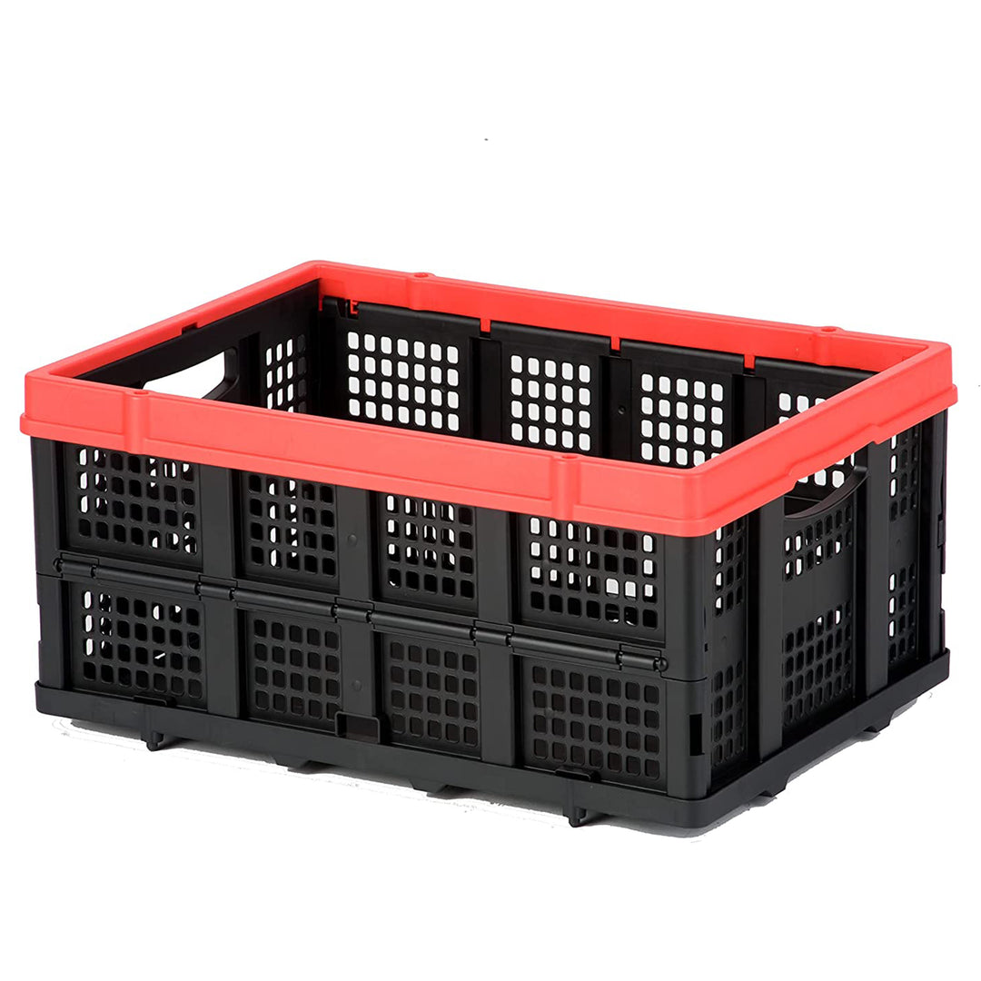 Magna Cart Tote 22"x16"x11" Collapsible Storage Crate, Black & Red (Open Box)