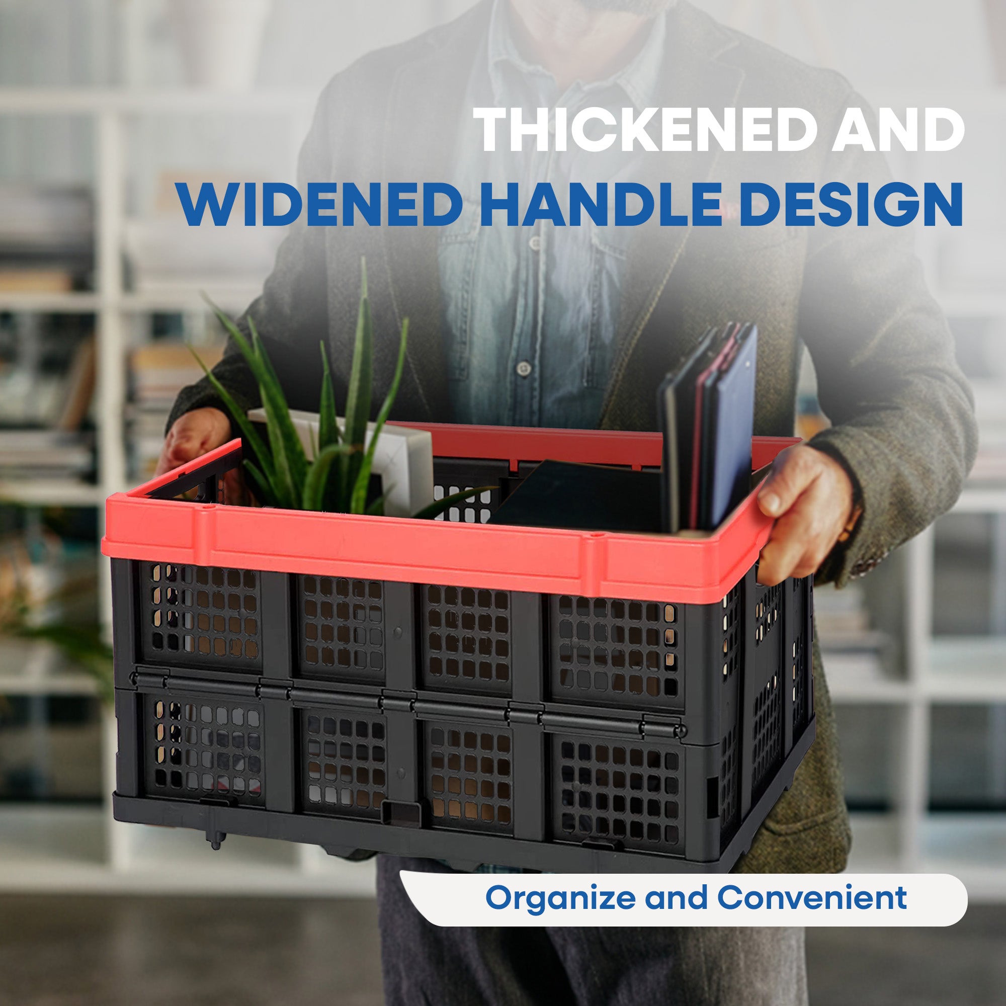Magna Cart 63L (16.6 Gal) Collapsible Milk Crate, Stackable Plastic Storage Bin, Lightweight, Heavy Duty Crate Holds 55lbs - VMInnovations