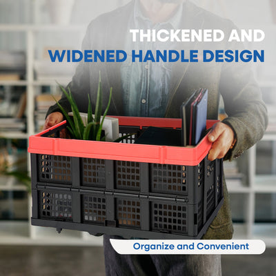 Magna Cart 63L (16.6 Gal) Collapsible Milk Crate, Stackable Plastic Storage Bin, Lightweight, Heavy Duty Crate Holds 55lbs - VMInnovations