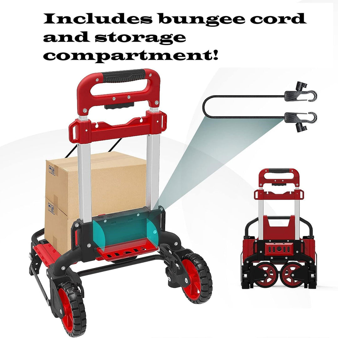 Magna Cart Durable 150lb Weight Capacity Foldable Hand Truck Cart w/ Bungee Cord