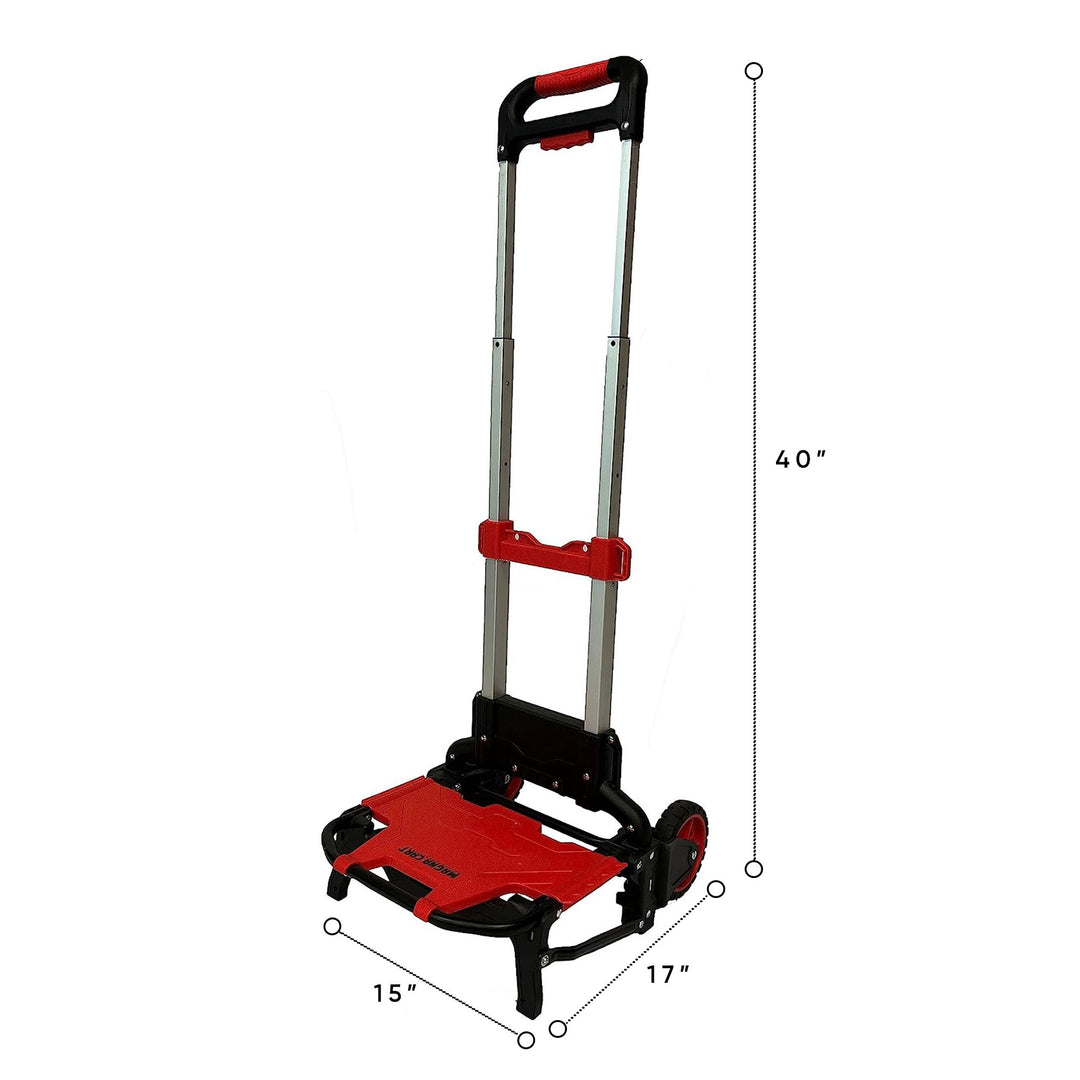 Magna Cart Durable 150lb Weight Capacity Foldable Hand Truck Cart w/ Bungee Cord